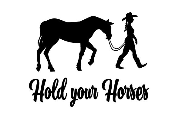 Hold your horses! Silhouette of horse and cowgirl