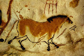 ancient cave wall horse painting