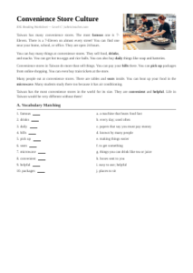 Convenience Store Culture | Advanced ESL Worksheet