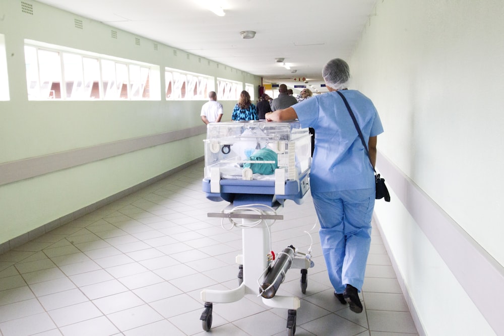 Hospital hallway and medical facility for learning hospital English vocabulary