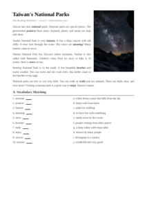National Parks Worksheet | Advanced ESL Reading