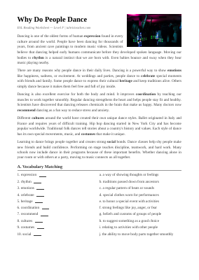 사람들은 왜 춤을 출까요? (중급)