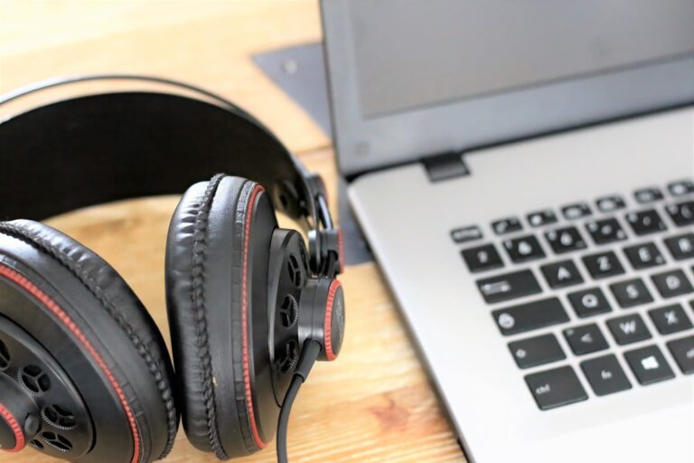 Headphones on a laptop