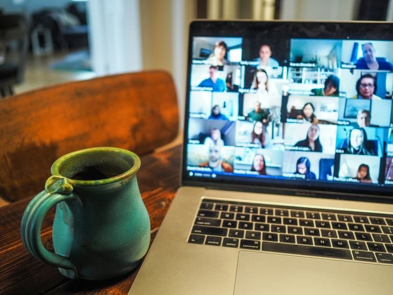 Online meeting English minutes during a video call