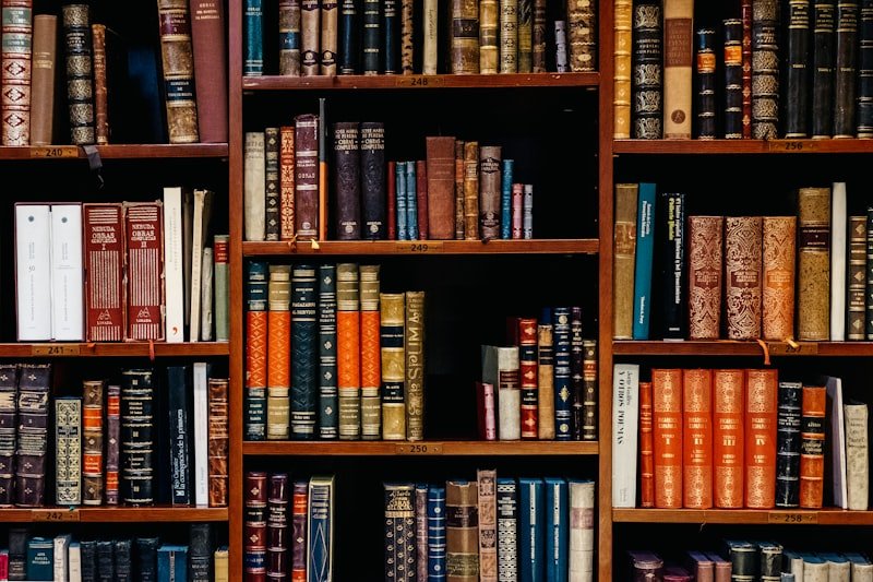 Passive voice English grammar books in a library shelf reference