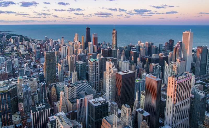City skyline with taller and tallest buildings superlative adjectives example