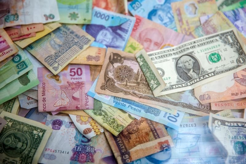 World banknotes for currency exchange — money and shopping English 換匯英文