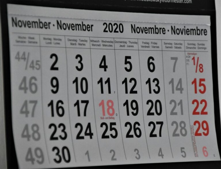 月份英文 wall calendar showing English months and the days of the week