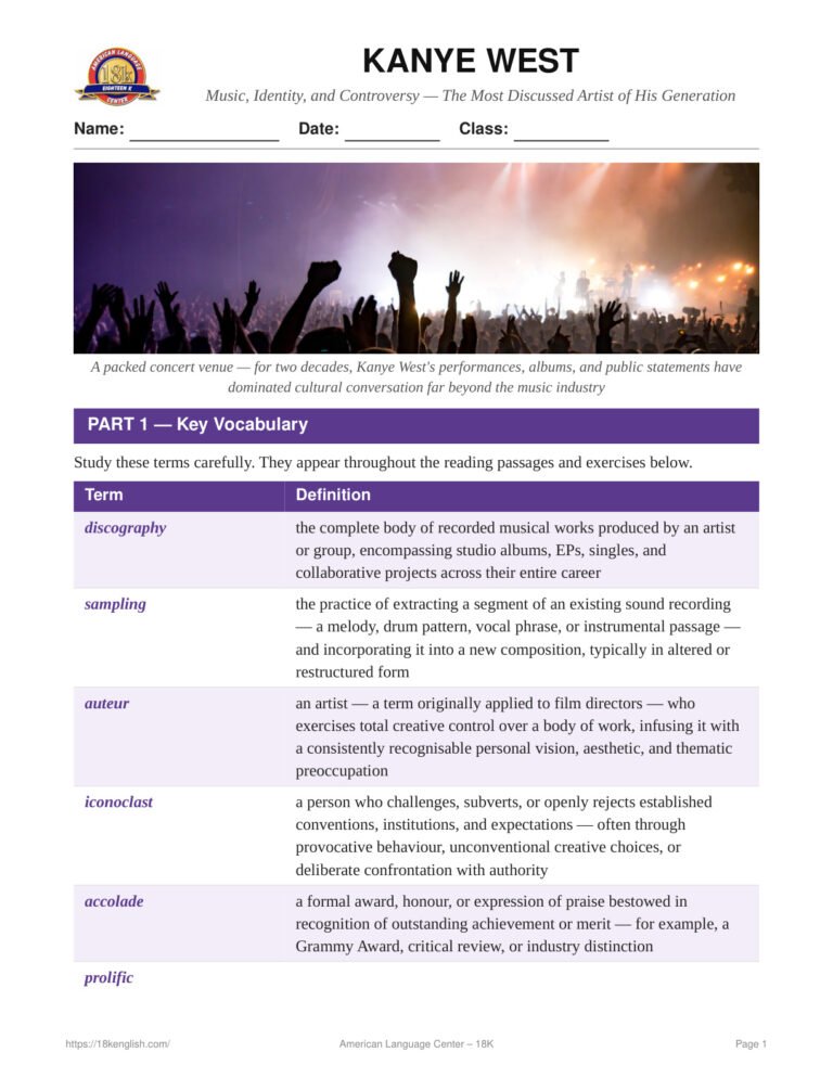Kanye West | Intermediate ESL Reading Worksheet PDF