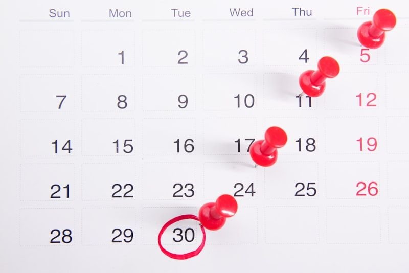 Ordinal numbers shown as dates marked on a calendar