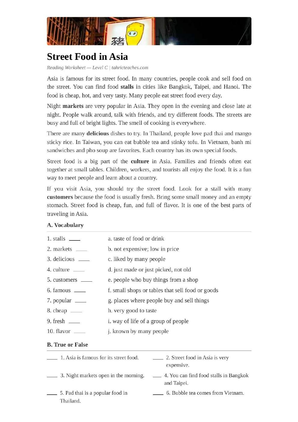 Street Food in Asia (Elementary)