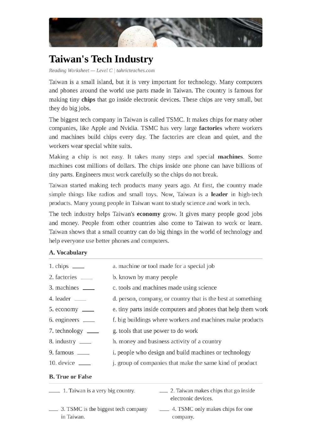 Taiwan’s Tech Industry (Elementary)