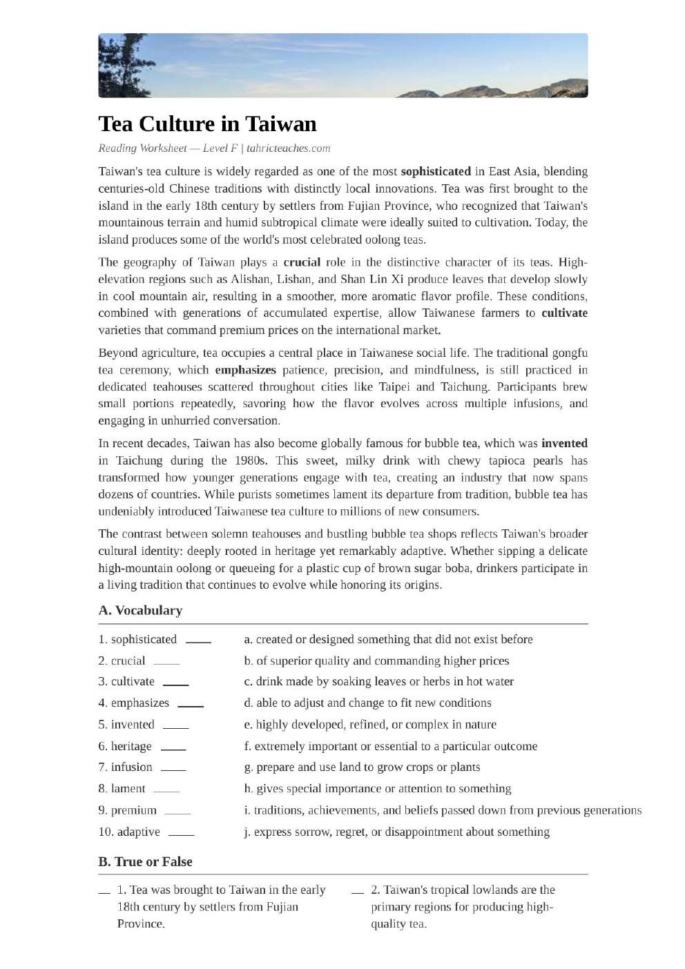 Tea Culture in Taiwan (Advanced)