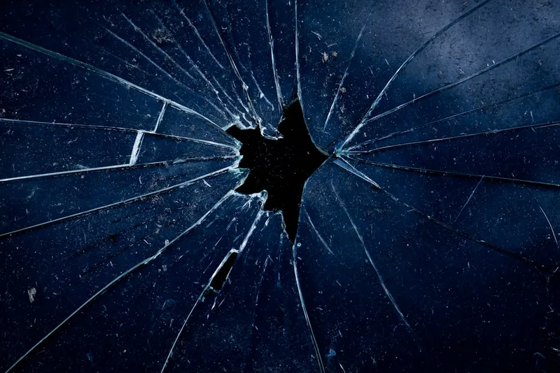 Glass breaking showing crash onomatopoeia impact sound