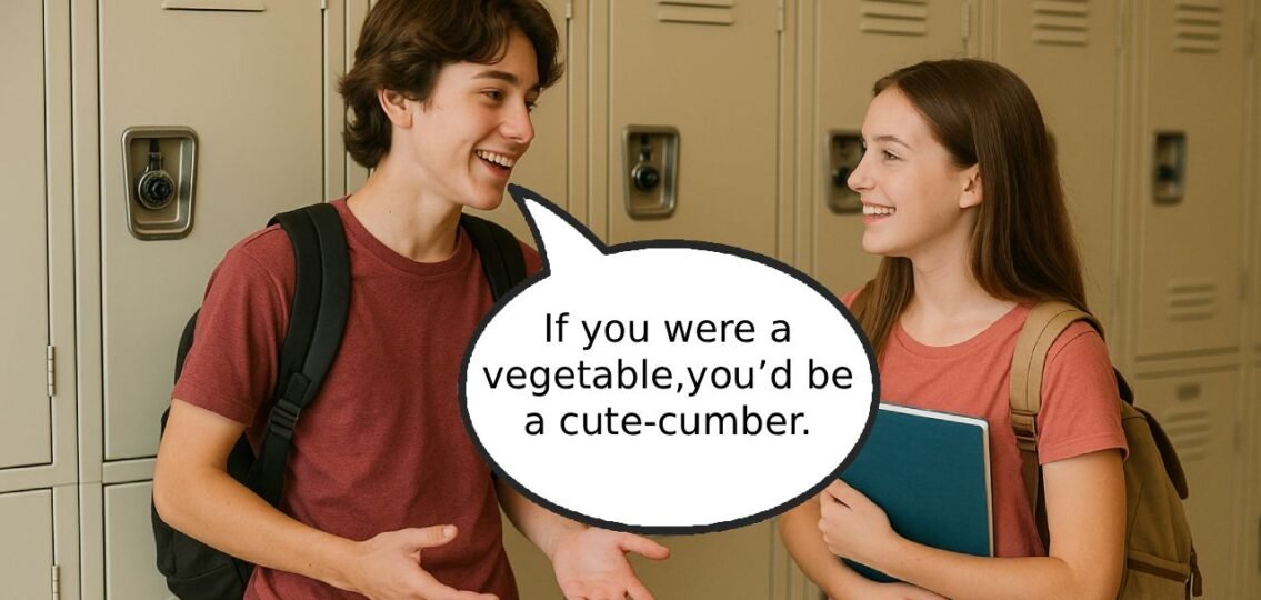 A boy is using his rizz to get a girl's attention