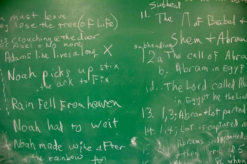 English classroom with chalkboard for technology idioms lesson — 科技英文慣用語教室