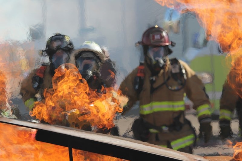 Fight fire with fire English idiom — firefighter battling a large blaze
