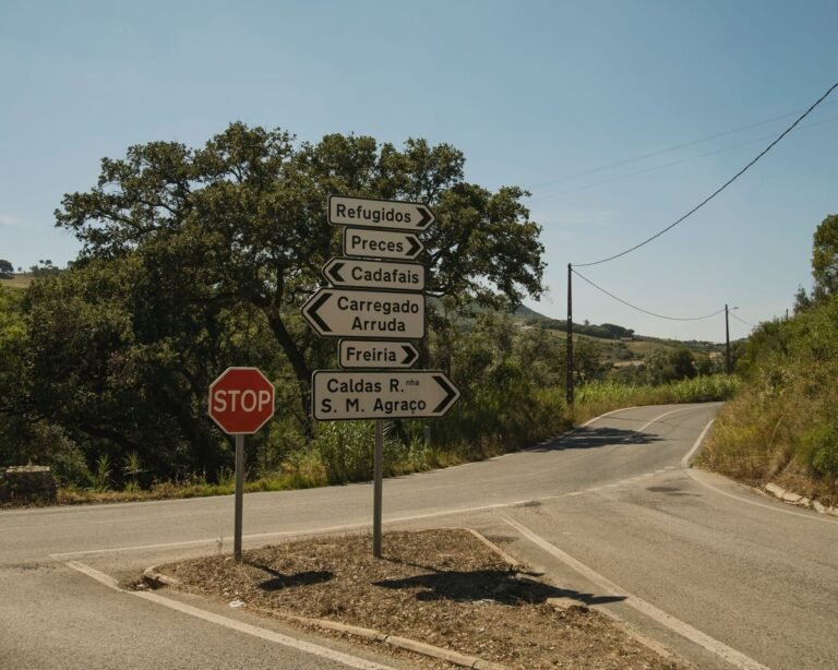 Road intersection with directional signs — phrasal verbs with TURN in English (TURN英文片語動詞)